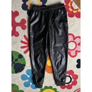 Forever 21 black faux leather joggers MED